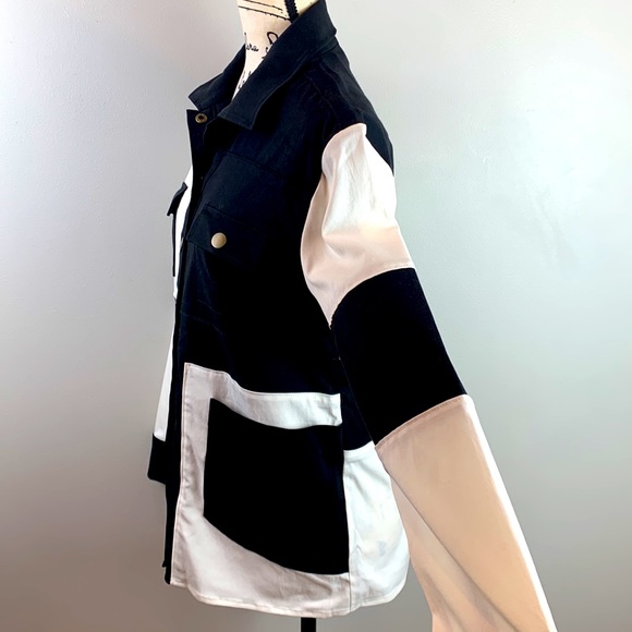 Ecru Color Block Jacket Rare Sample - Picture 4 of 8